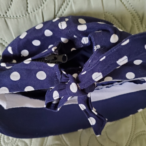 Basic Edition Blue with White Pocka Dots Visor with Convertible Zipper - Picture 10 of 11